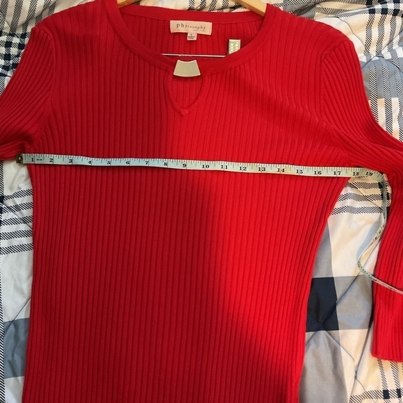 NWT Philosophy beautiful Poppy Red ribbed pullover Sweater size Large perfect ❤️ - Picture 5 of 5
